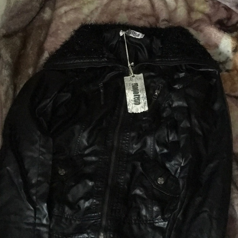 Brand New! Mono Reno Faux Black Leather Jacket